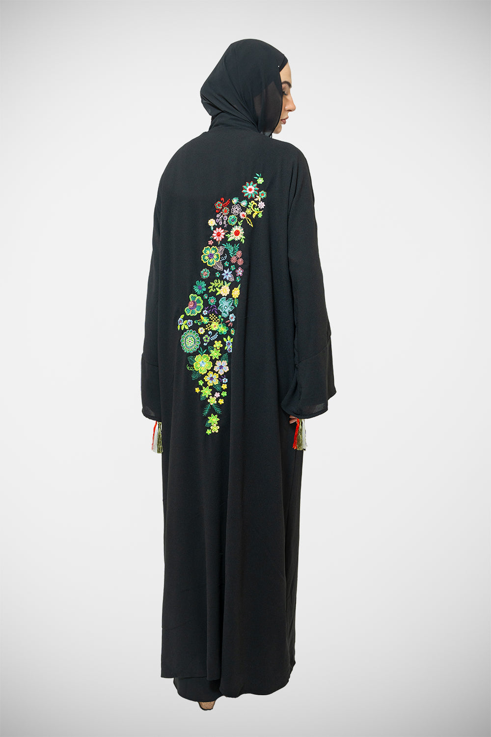 Palestinian Floral Heritage Modest Open Abaya