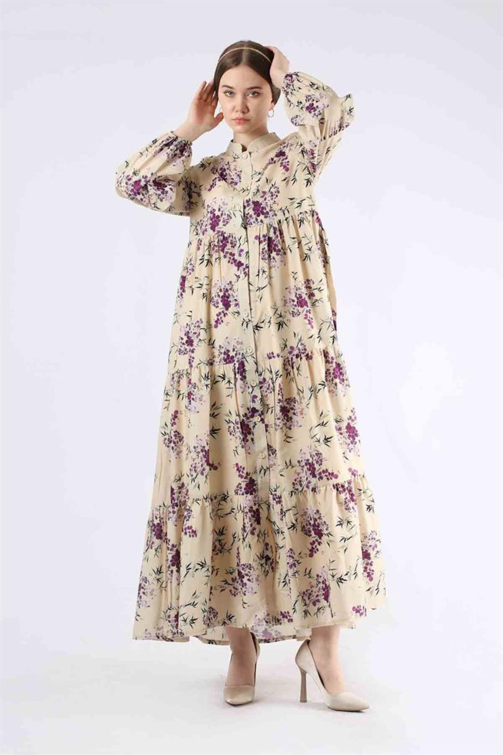 Dareen Floral Modest Dress | Purple 
