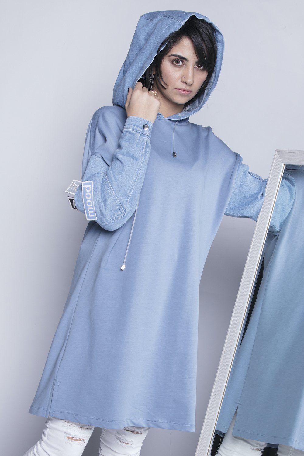 Scuba look Modest Hoodie Blue