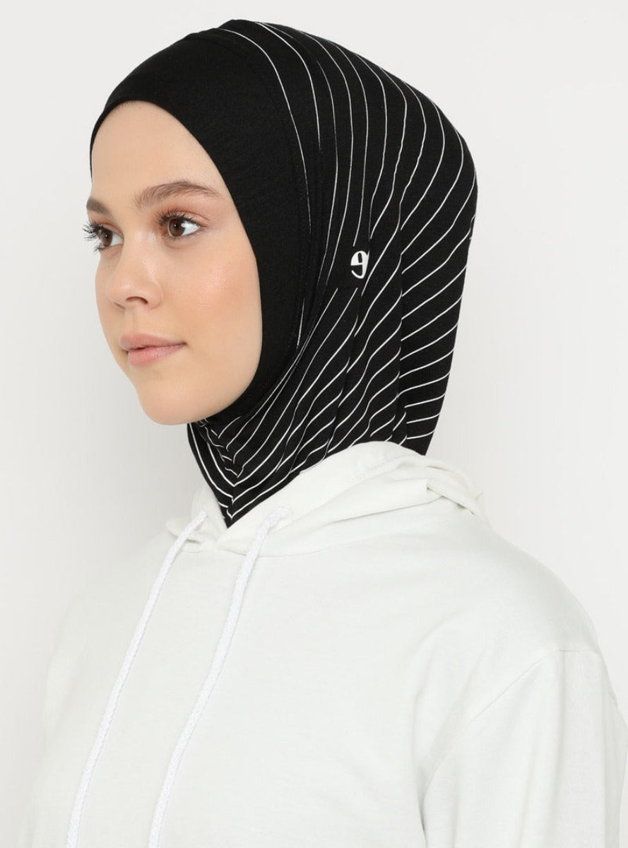 Striped Sport Hijab | Black