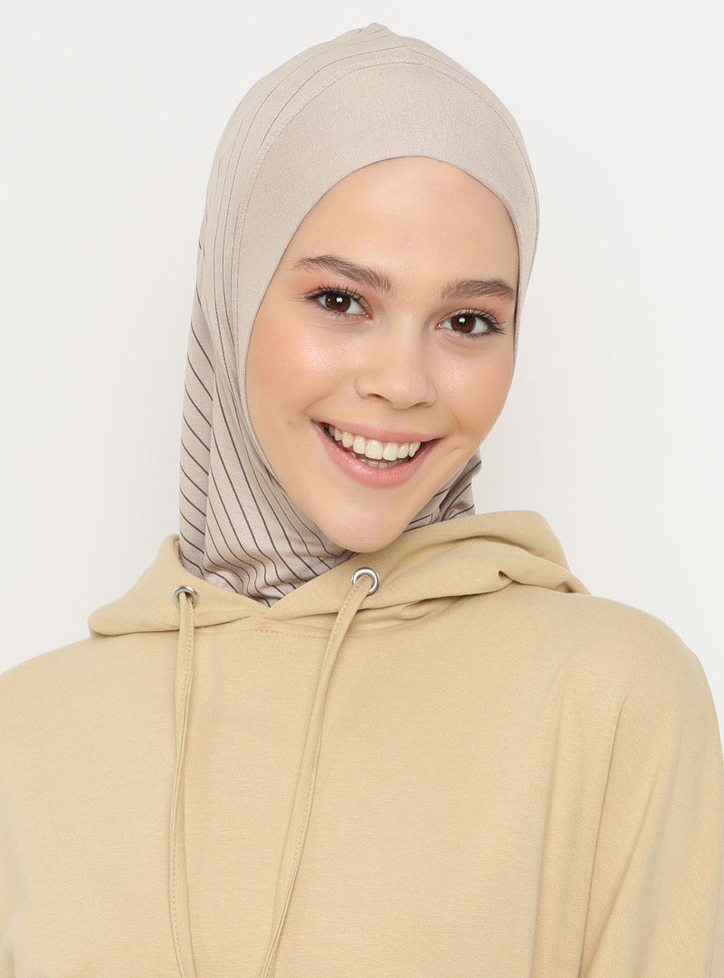 Striped Sport Hijab | Heather Beige