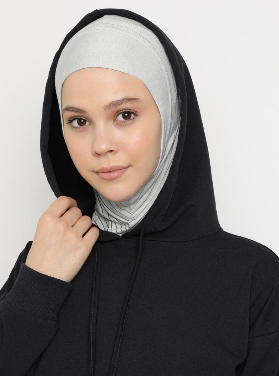Striped Sport Hijab | Light Grey