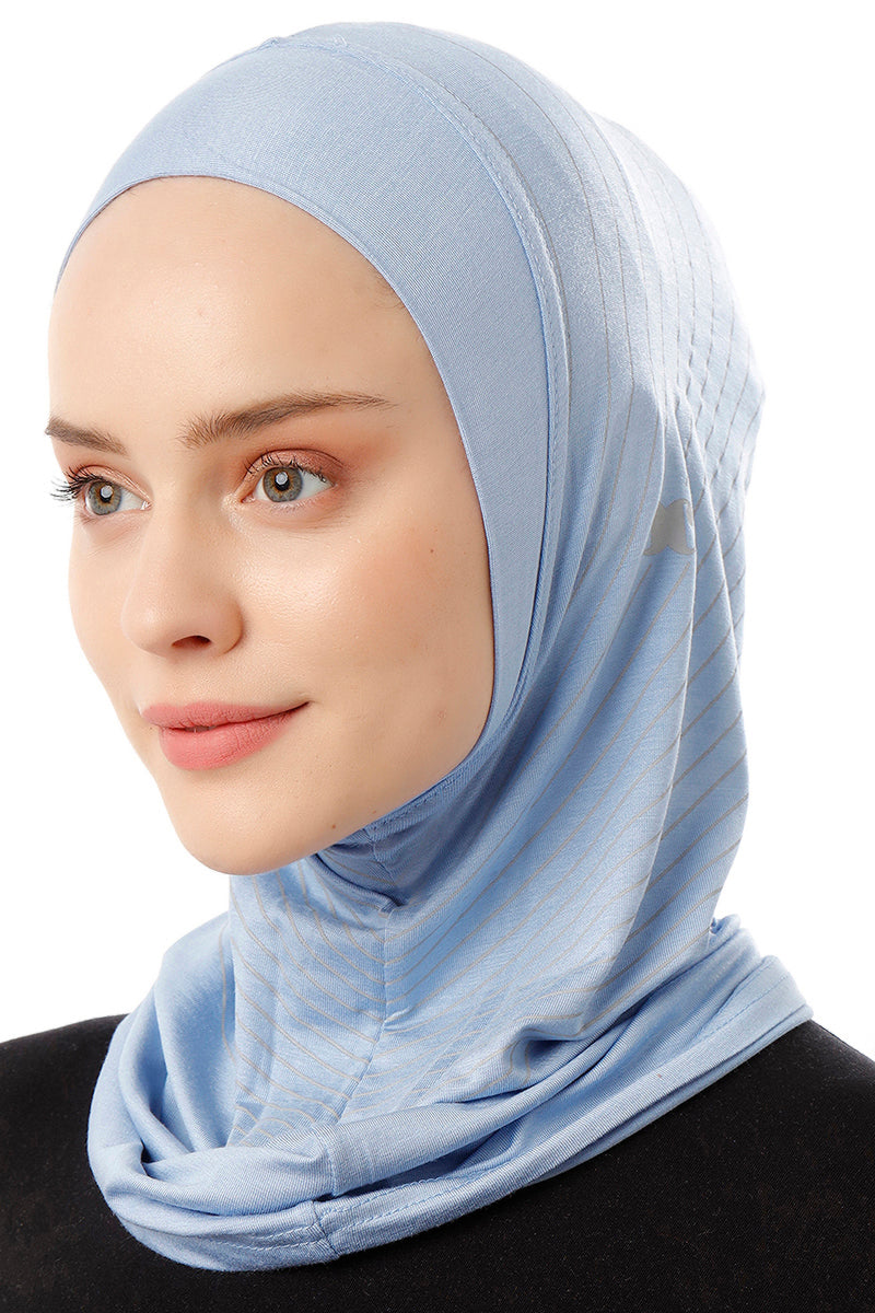 Striped Sport Hijab | Light Blue