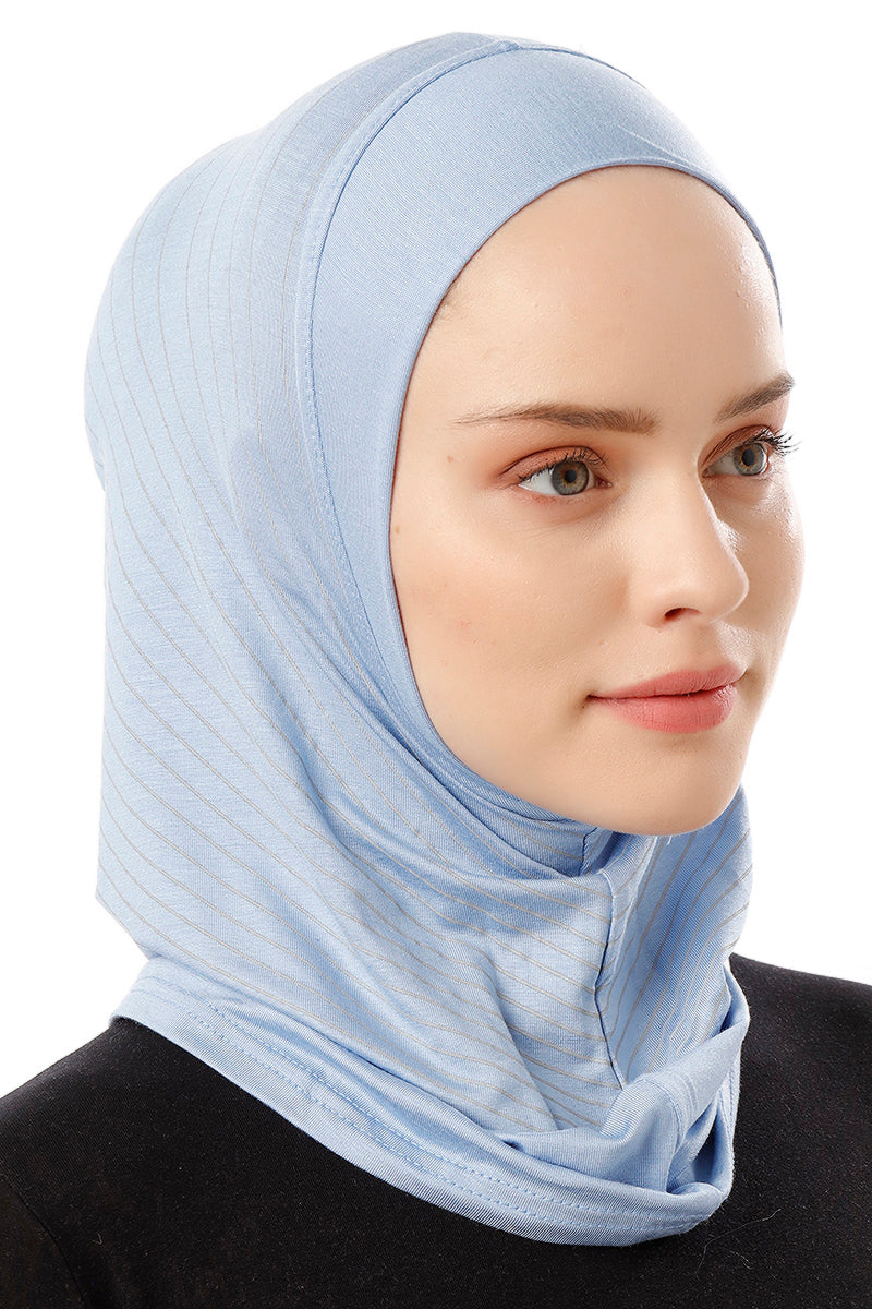 Striped Sport Hijab | Light Blue