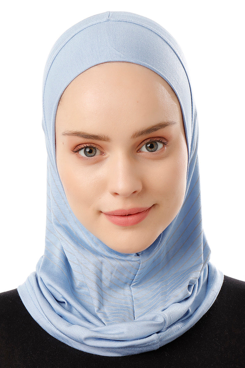Striped Sport Hijab | Light Blue