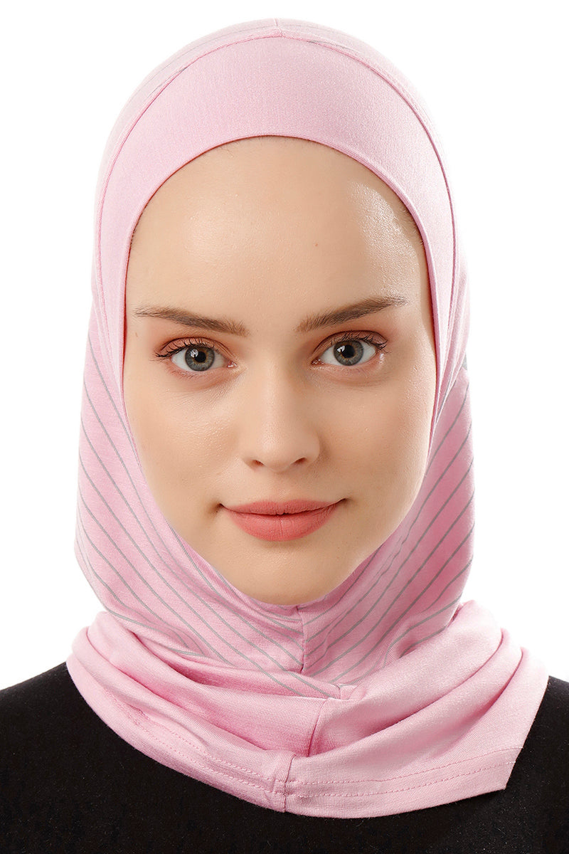 Striped Sport Hijab | Light Pink
