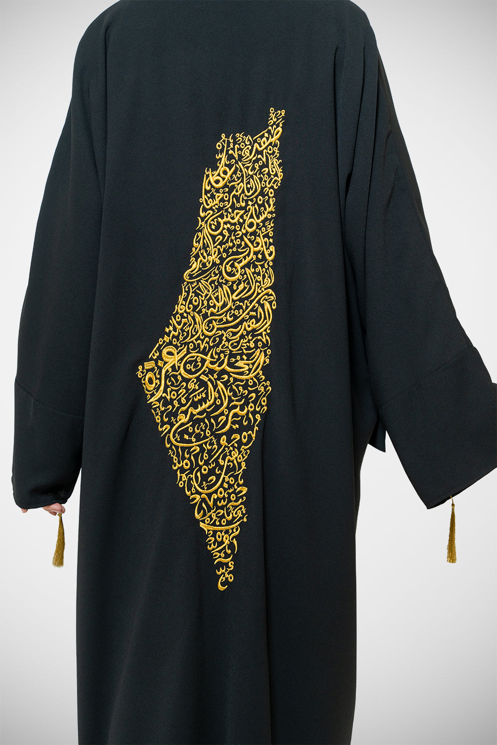 Calligraphic Palestine Modest Open Abaya