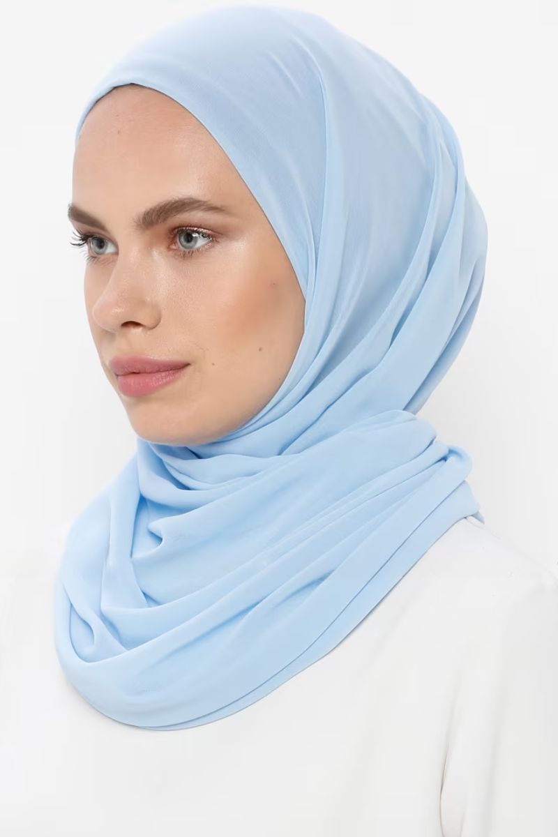 Everyday Chiffon Hijab with Undercap | baby Blue