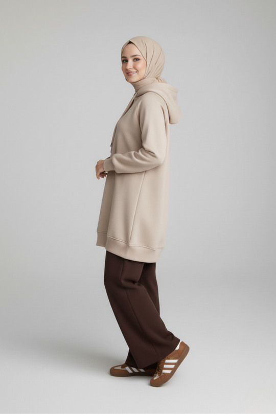 CozyCore Modest Hoodie | Beige