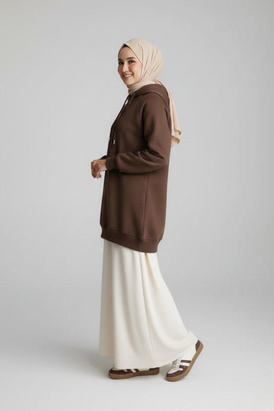 CozyCore Modest Hoodie | Chocolate Brown