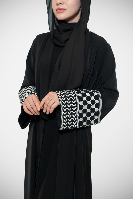 Kuffiyeh Modest Open Abaya | Black