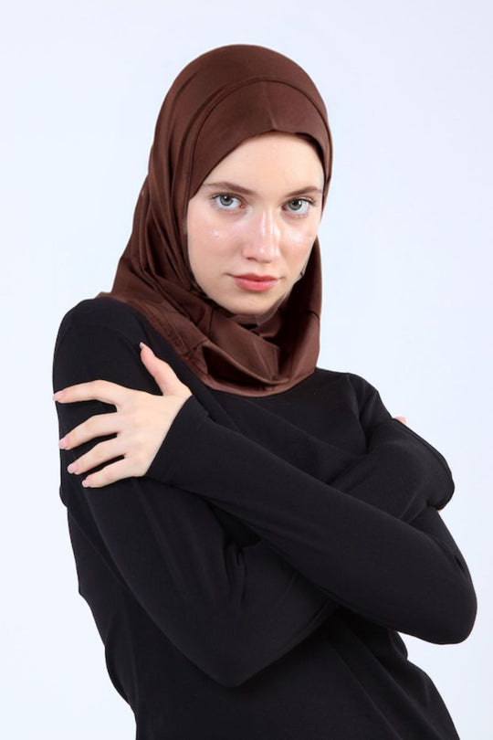 Elegant Full-Coverage Sport Hijab  | Brown