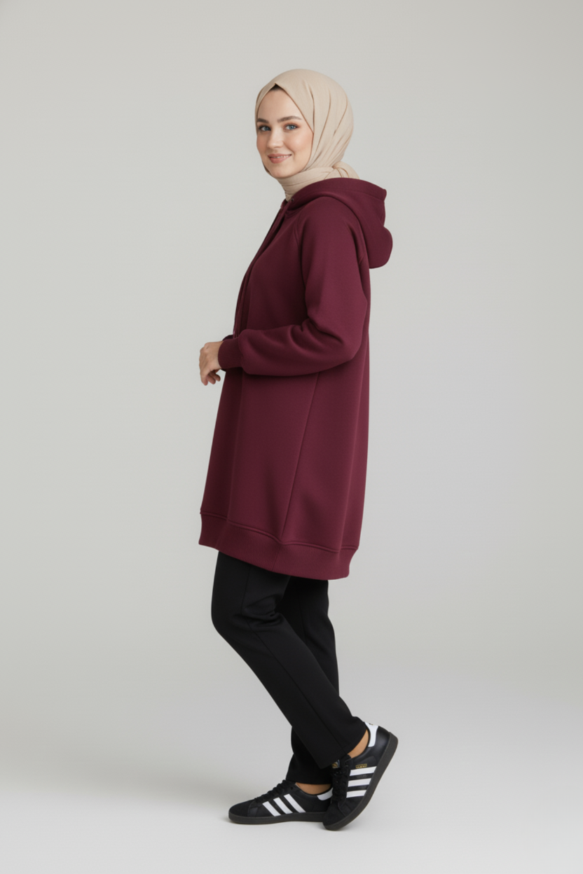 CozyCore Modest Hoodie | Maroon