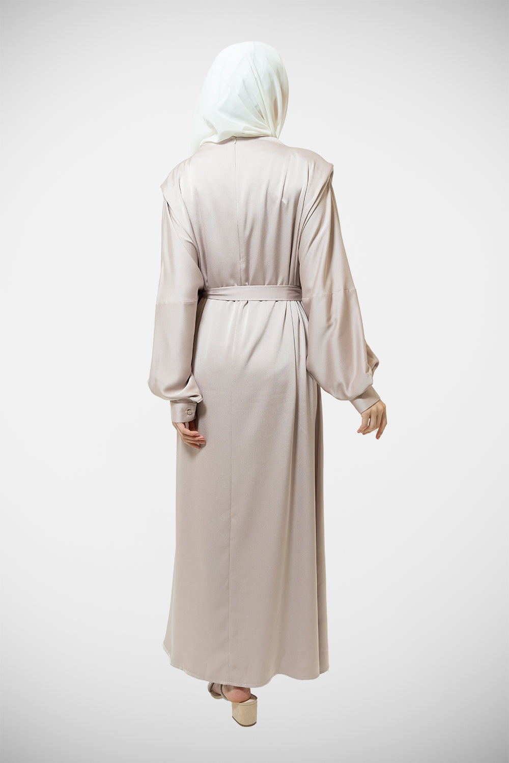 Noura Satin Modest Dress | Cream