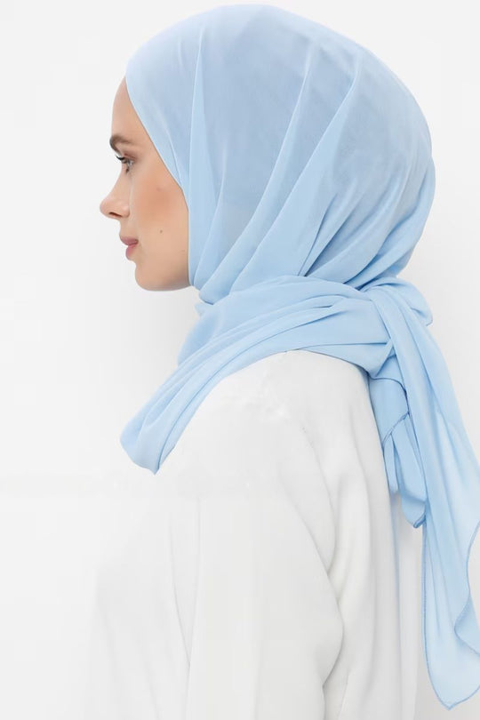 Everyday Chiffon Hijab with Undercap | baby Blue