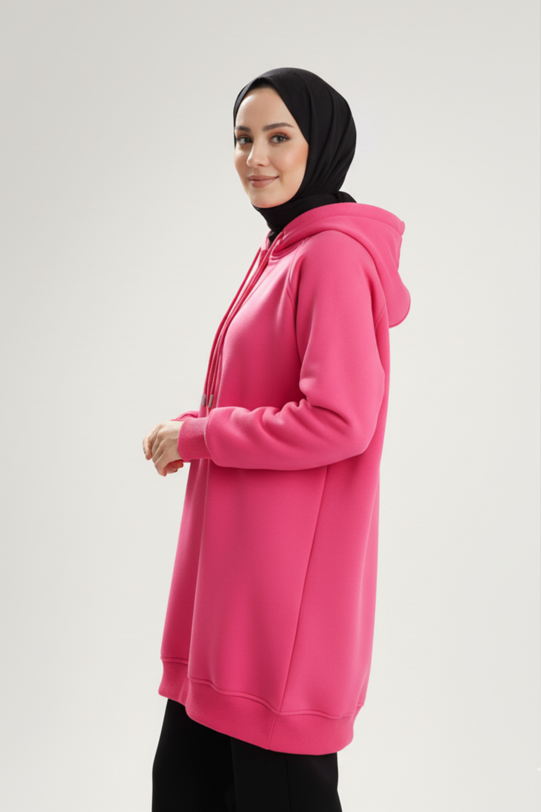 CozyCore Modest Hoodie | Neon Pink