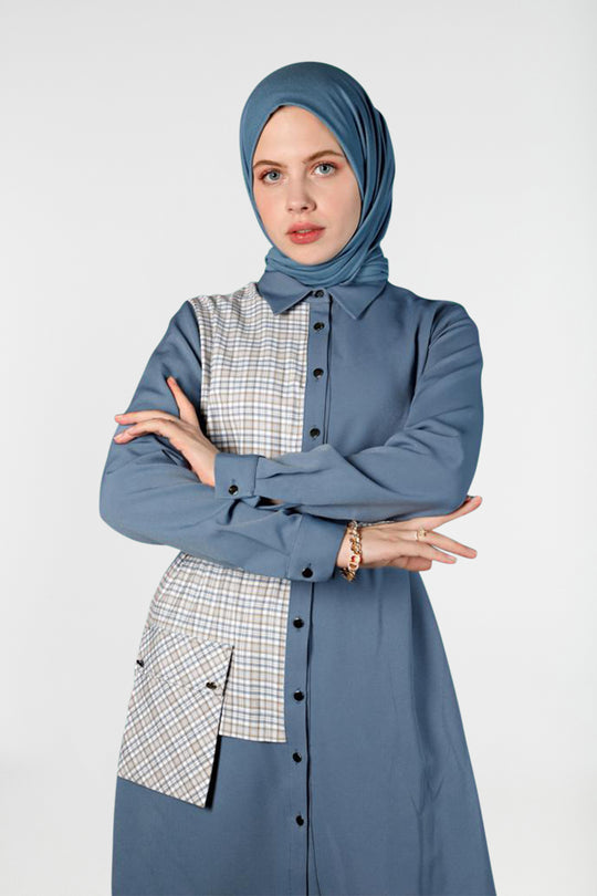 Houndstooth Modest Top with Pocket | Dana Fashion