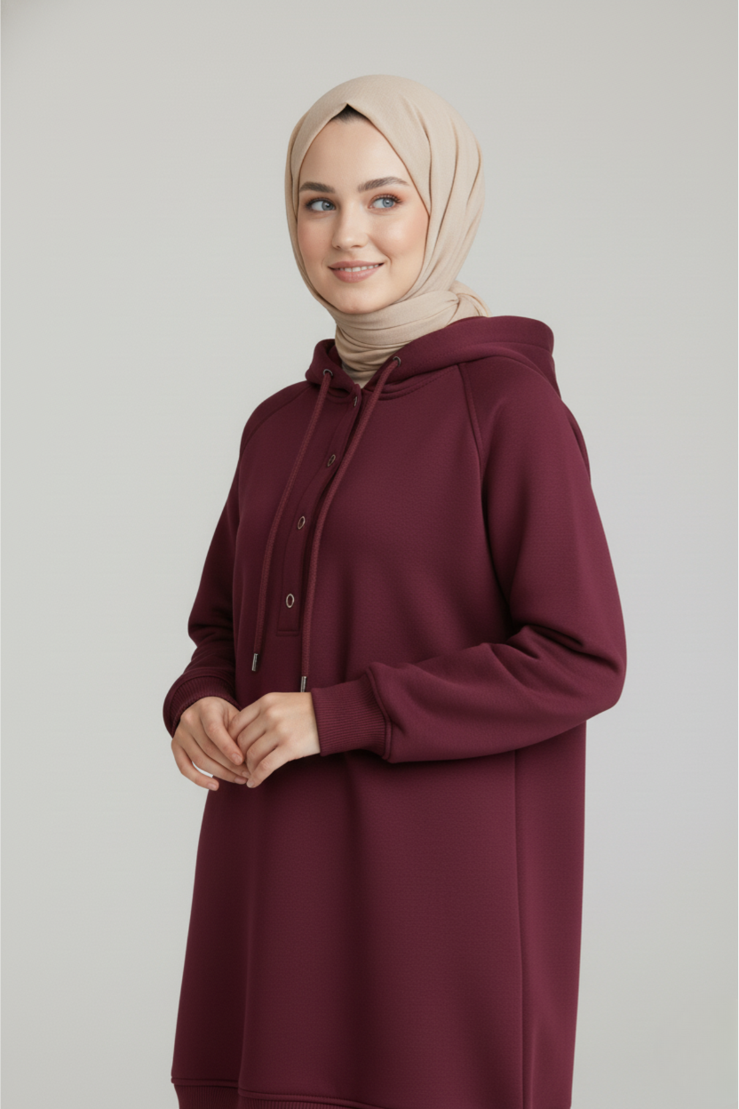 CozyCore Modest Hoodie | Maroon