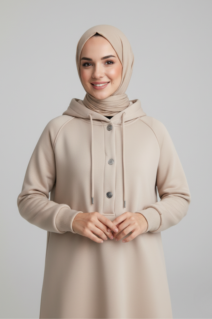 CozyCore Modest Hoodie | Beige