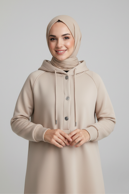 CozyCore Modest Hoodie | Beige