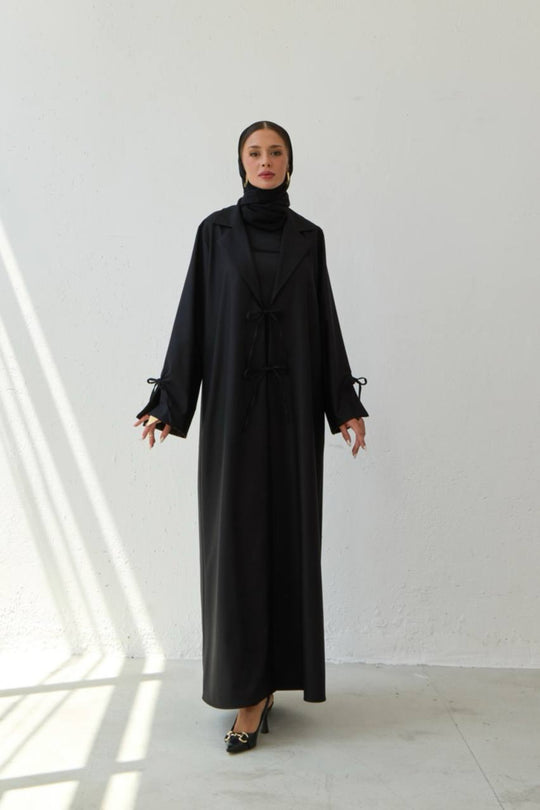 Aurora Wrap Open Abaya | Black