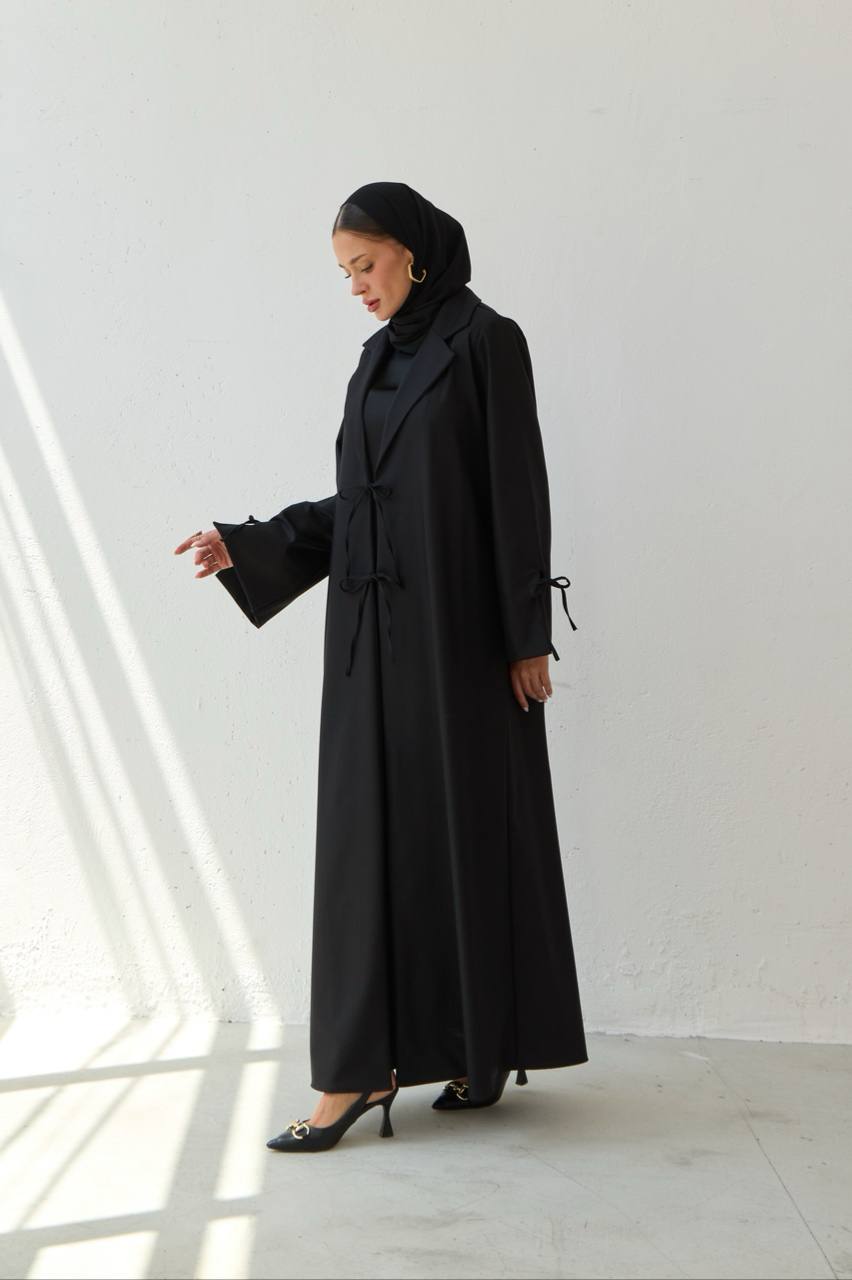 Aurora Wrap Open Abaya | Black