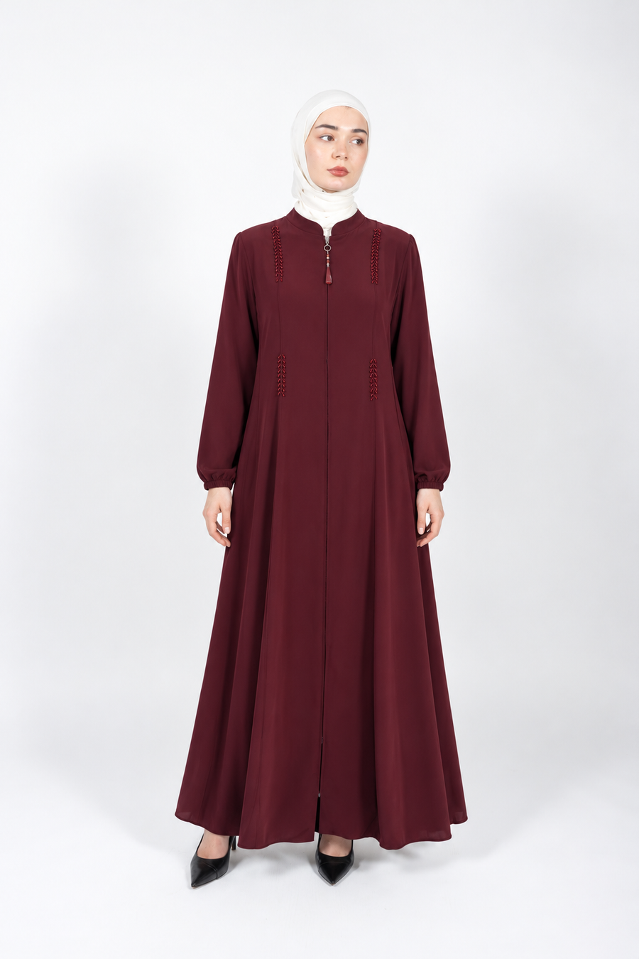 Layan Midnight Flow Viscose Abaya | Maroon