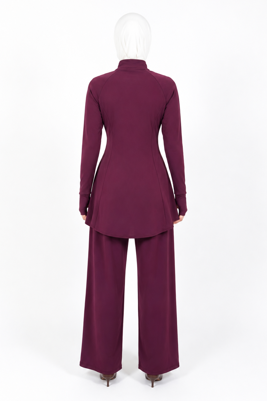 Latifa Flared Modest Zip Tracksuit Set | Burgundy