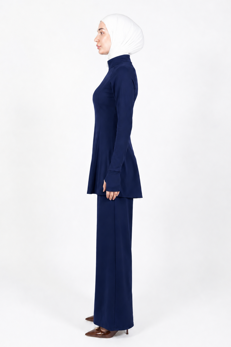 Latifa Flared Modest Zip Tracksuit Set | Navy Blue