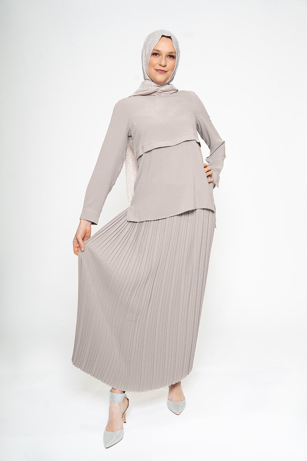 Namaa Modest Skirt Set | Light Grey