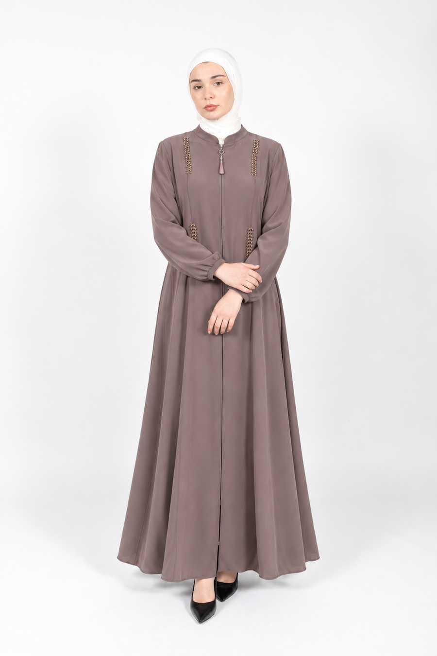 Layan Midnight Flow Viscose Abaya | Brown