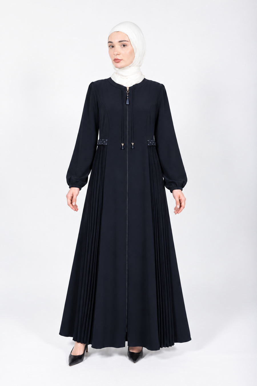 Maya Midnight Flow Viscose Abaya | Dark Midnight Navy