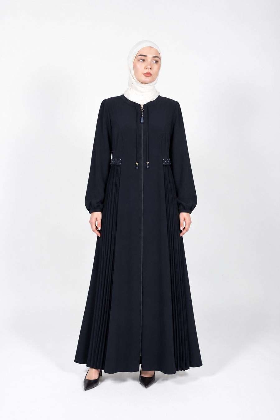 Maya Midnight Flow Viscose Abaya | Dark Midnight Navy