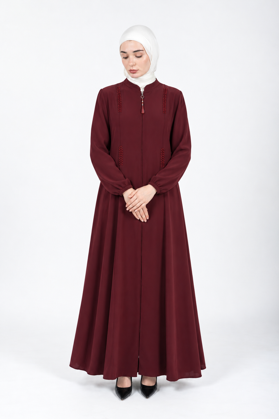 Layan Midnight Flow Viscose Abaya | Maroon