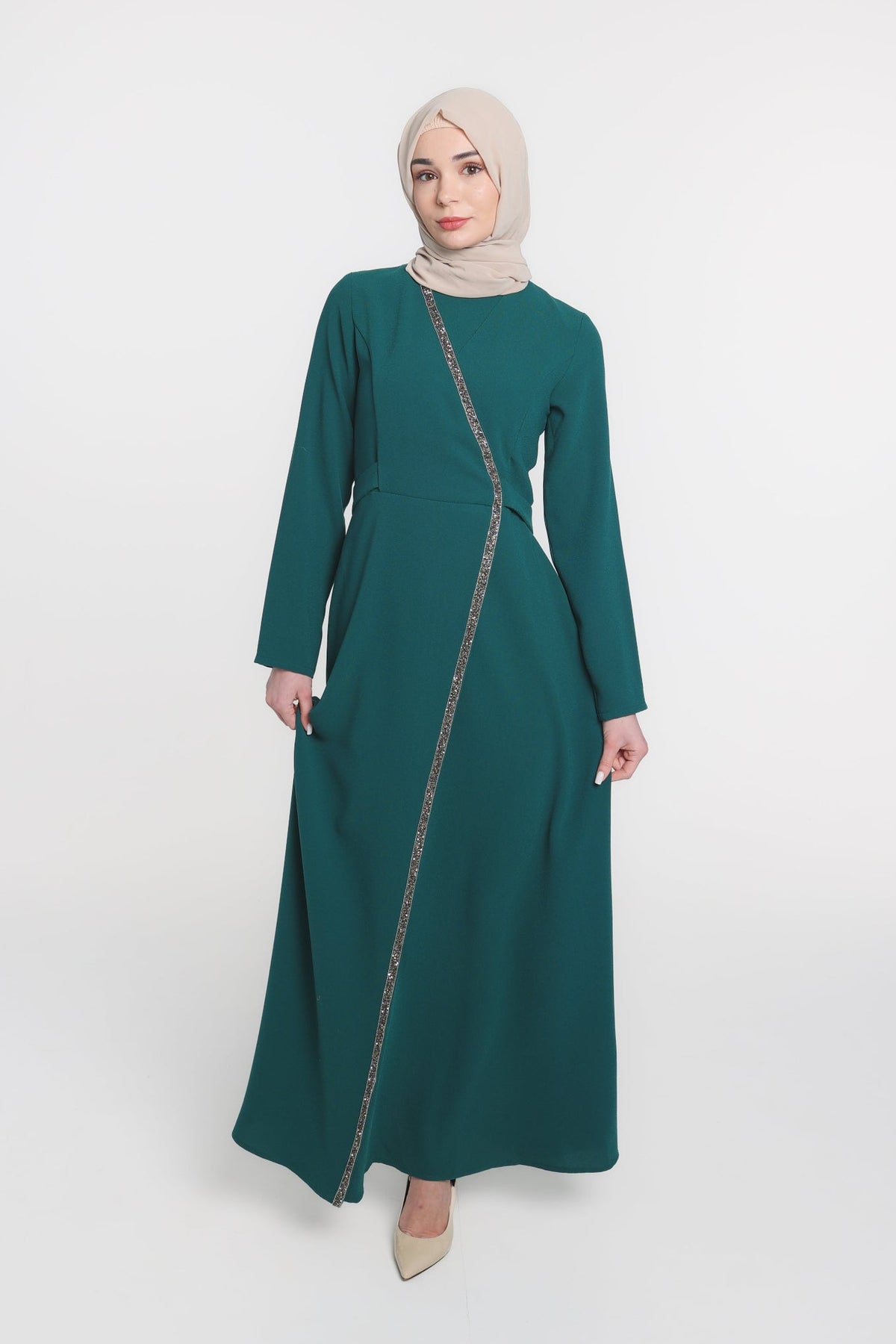 Noor Wrap Modest Dress | Green