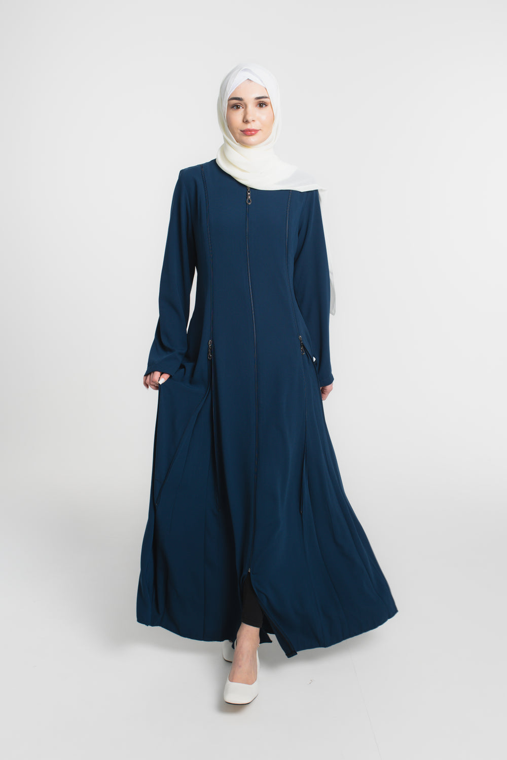 Zipper Expanded Modest Abaya | Prussian Blue