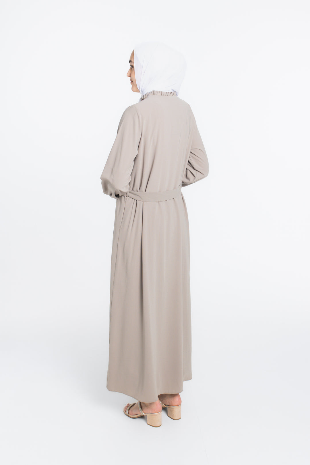 Chest Pleated Modest Abaya | Light Olive