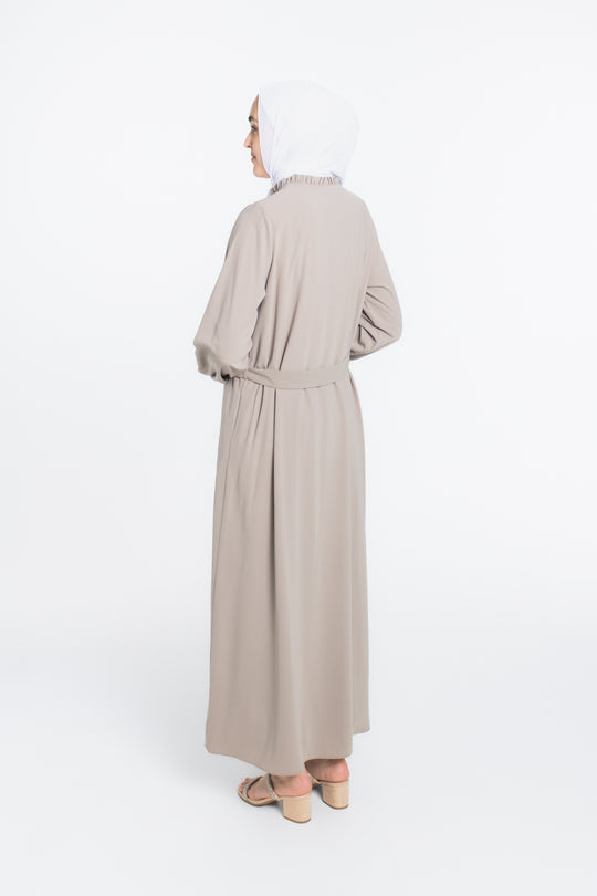 Chest Pleated Modest Abaya | Light Olive