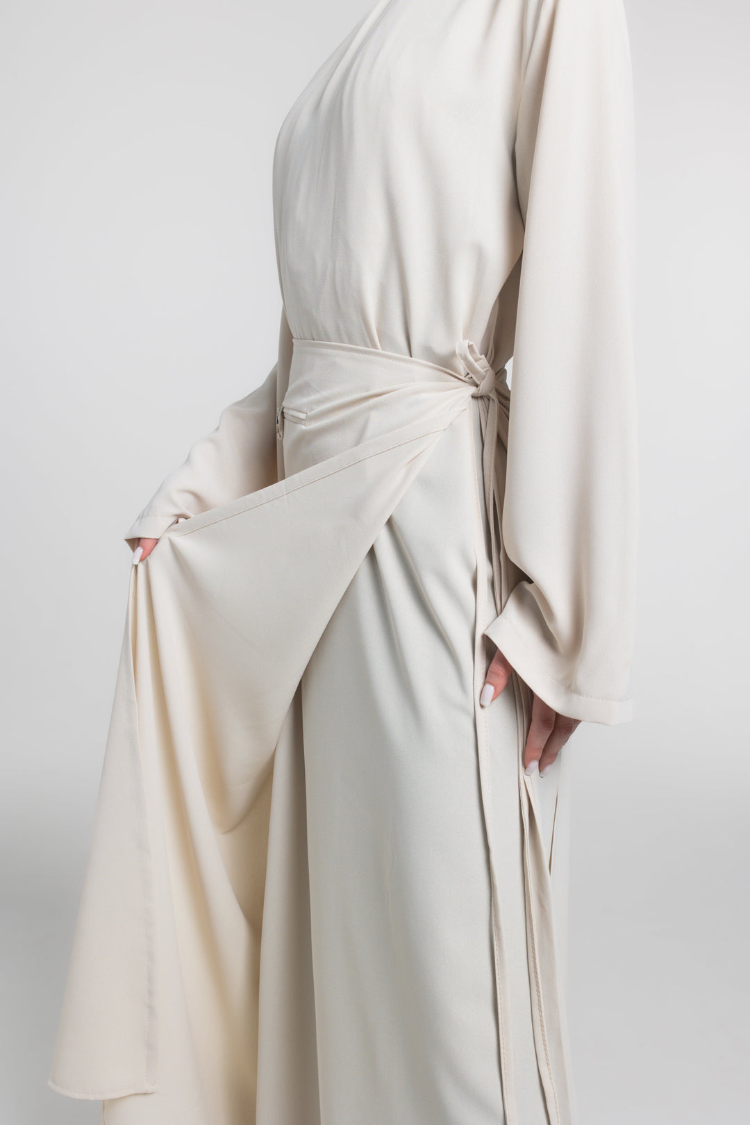 Sculpted Drape Modest Dress | Beige Dana Fashion Sculpted Drape Modest Dress | Beige Dana Fashion