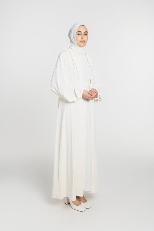 Elegance Two-Piece Abaya Set | Light Beige