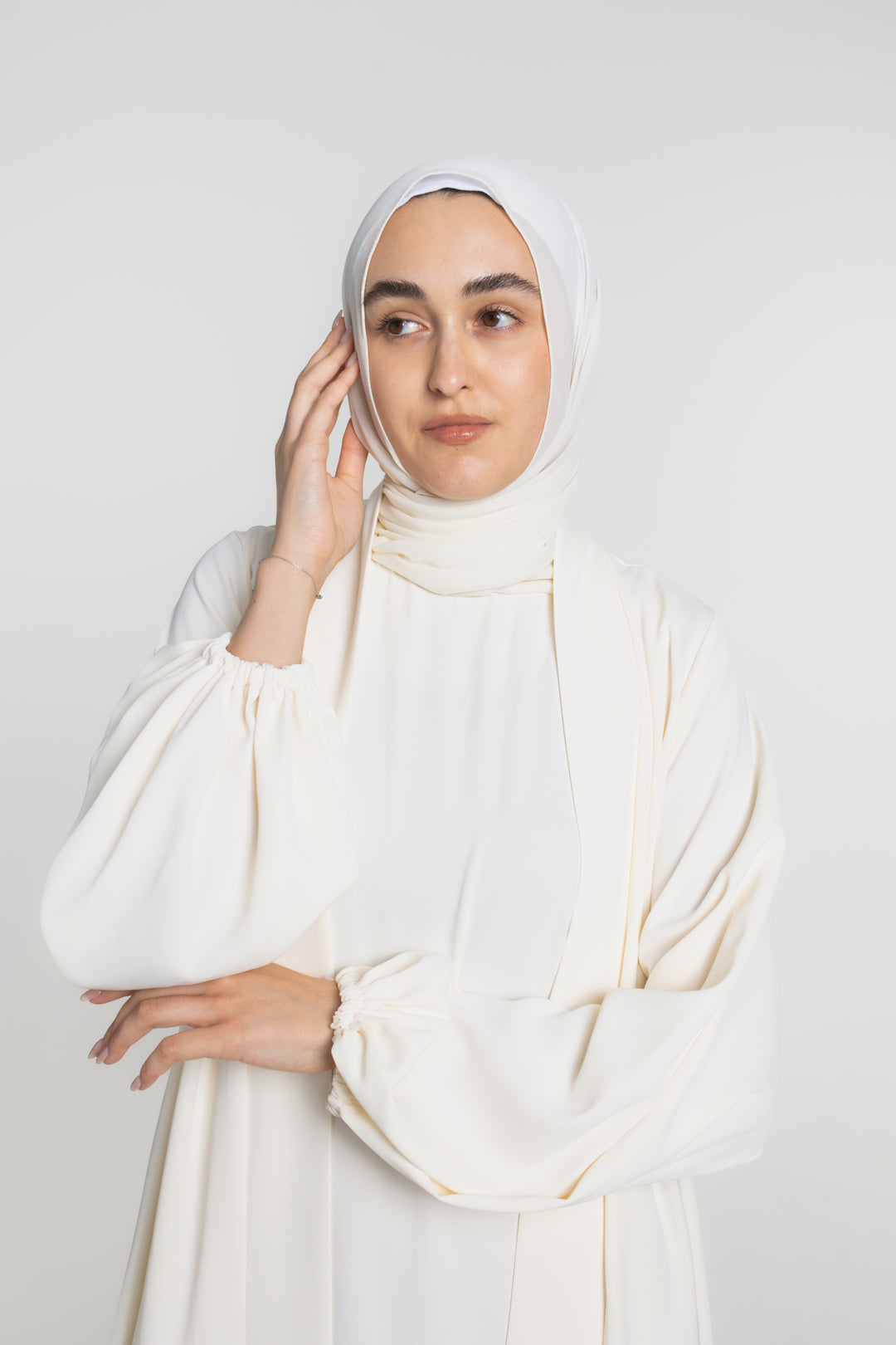 Elegance Two-Piece Abaya Set | Light Beige