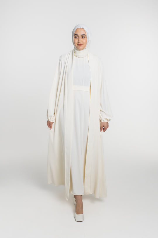 Elegance Two-Piece Abaya Set | Light Beige