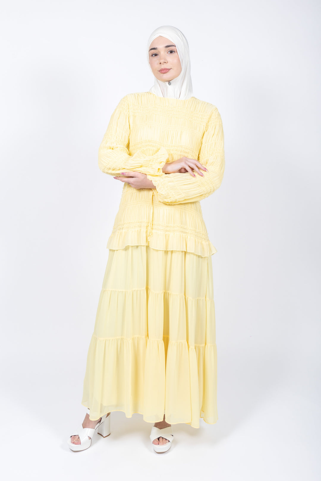 Sara Tiered Ruffle Modest Maxi Dress