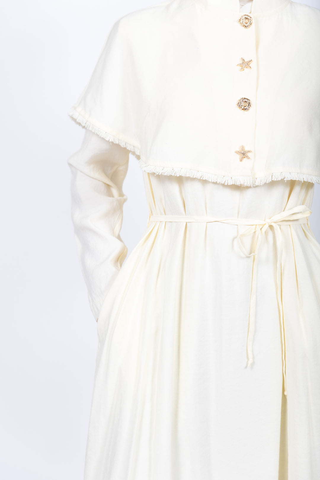 Layla Crinkle Cape Maxi Dress | Butter yellow
