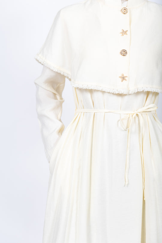 Layla Crinkle Cape Maxi Dress | Butter yellow