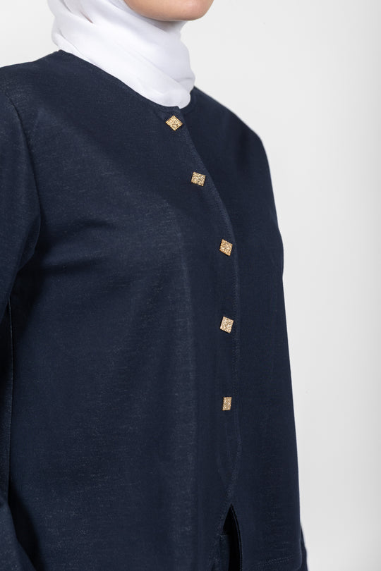 Yasmine Tiered Modest Skirt Set | Navy Blue