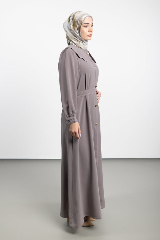 Twilight Veil belted Dress | Taupe