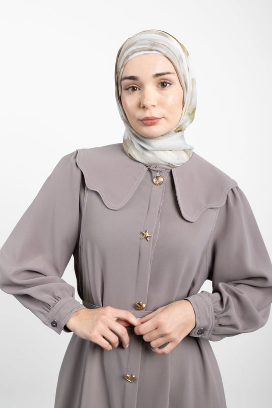 Twilight Veil belted Dress | Taupe