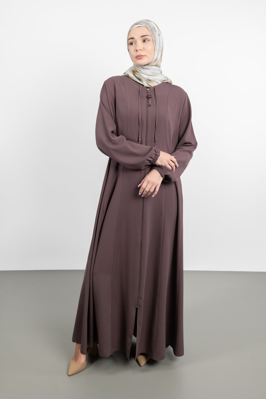 Midnight Flow Modest Abaya | Dark Mink Dana Fashion Midnight Flow Modest Abaya | Dark Mink Dana Fashion