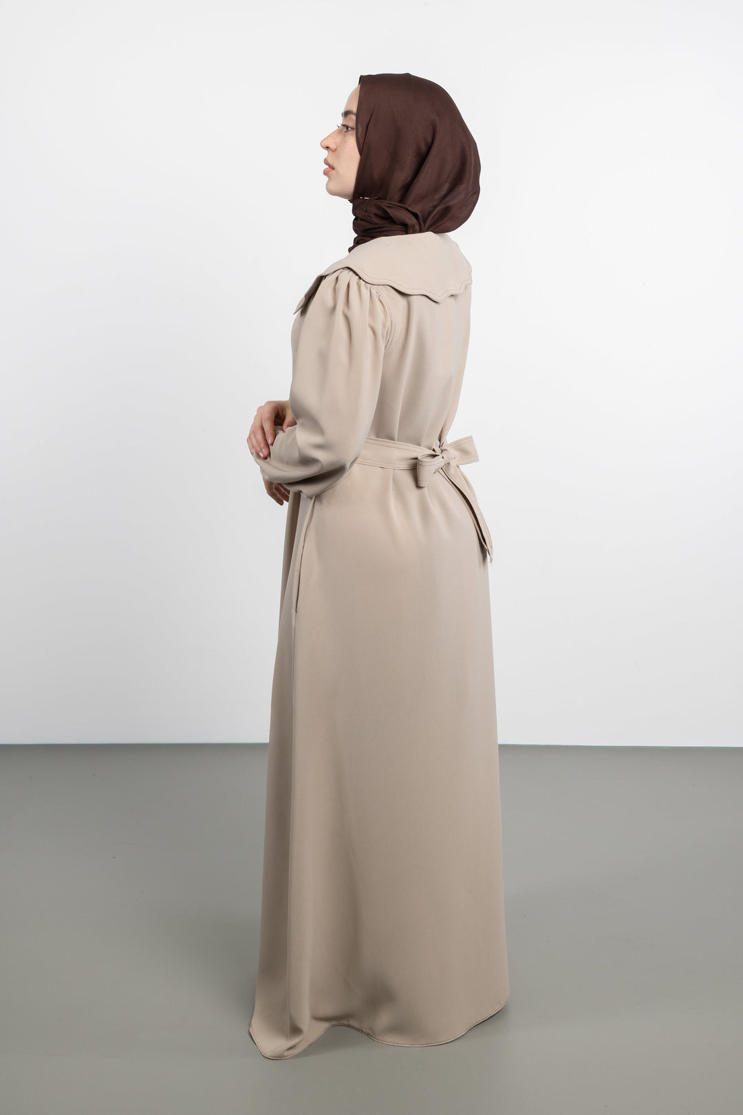 Twilight Veil belted Dress | Beige